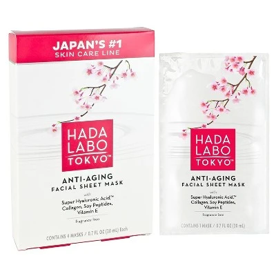 Unscented Hada Labo Tokyo Anti Aging Face Mask  4ct