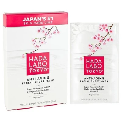 Unscented Hada Labo Tokyo Anti Aging Face Mask  4ct