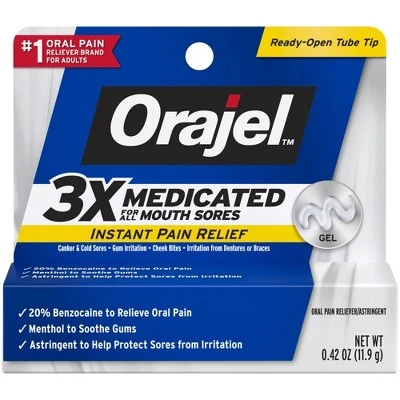 Orajel 3X Medicated For All Mouth Sores Gel  0.42oz