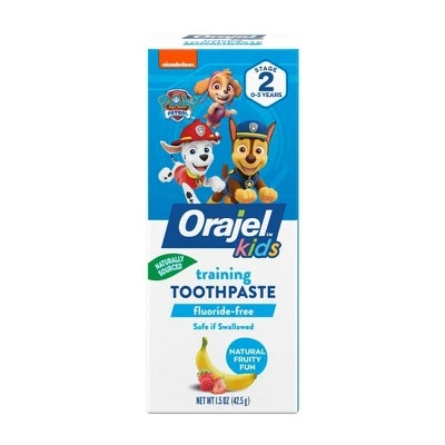 Orajel Paw Training Toothpaste Patrol Fluoride Free , Fruity Fun