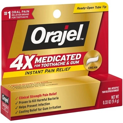 Orajel 4X Medicated For Toothache & Gum Cream  0.33oz
