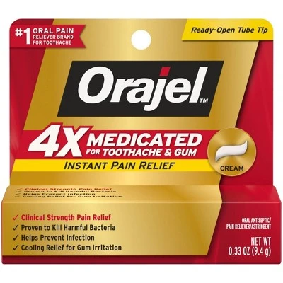 Orajel 4X Medicated For Toothache & Gum Cream  0.33oz