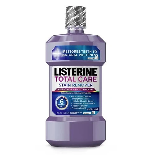 Listerine Total Care Stain Remover Anti cavity Mouthwash Fresh Mint  32 fl oz