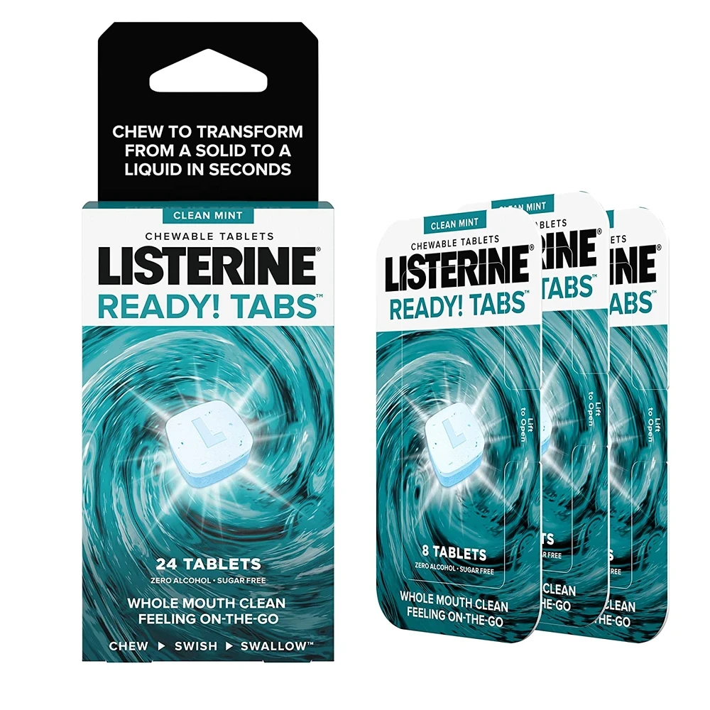 Listerine Ready! Tabs Chewable Tablets with Clean Mint Flavor  24ct