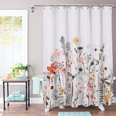 Floral Wave Shower Curtain White Threshold™