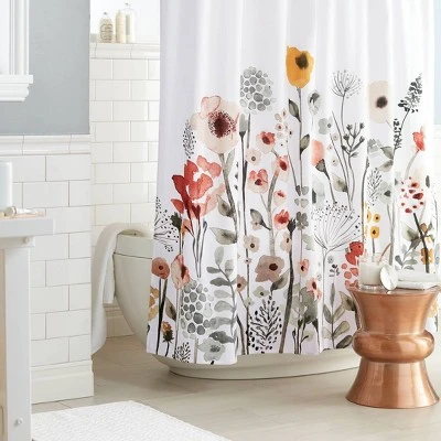 Floral Wave Shower Curtain White Threshold™