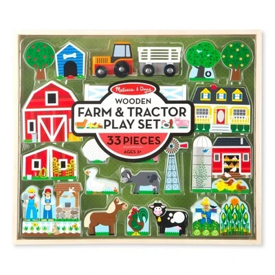 Melissa & Doug Wooden Farm & Tractor Play Set (33pc)