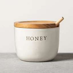 Hearth & Hand with Magnolia Stoneware Honey Pot with Acacia Wood Dipper & Lid Hearth & Hand™ with Magnolia