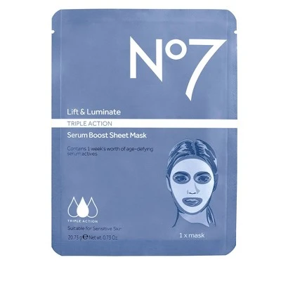 No7 Lift & Luminate Triple Action Serum Boost Face Mask Sheet  .73oz
