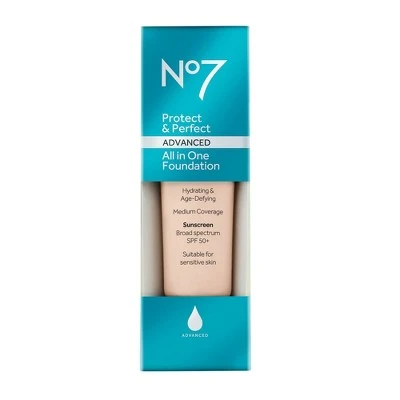 No7 Protect & Perfect Advanced All in One Foundation Tan Shades  1 fl oz