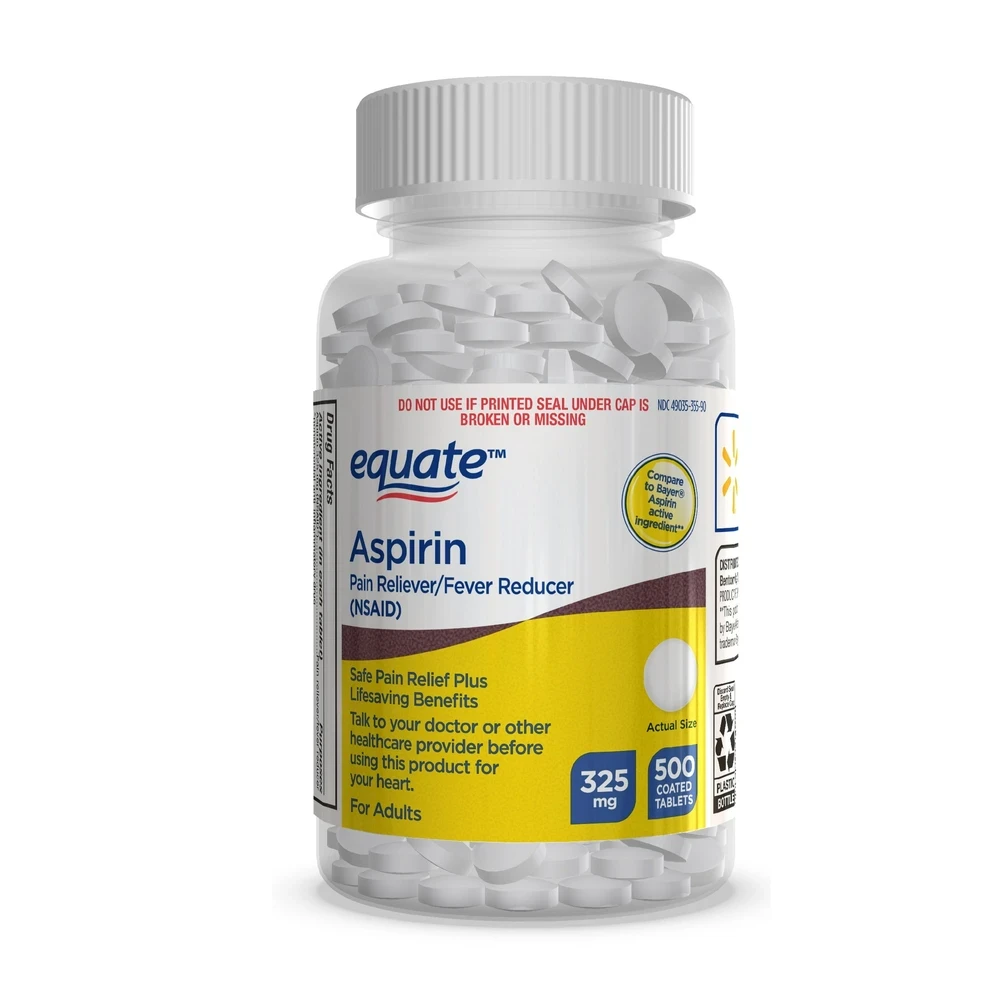 Equate Aspirin Tablets 325 mg, Pain Reliever & Fever Reducer (NSAID), Temporarily Relieves Headache