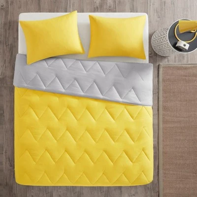 Teal/Gray Penny Reversible Down Alternative Comforter Mini Set
