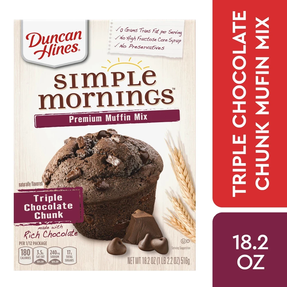Duncan Hines Simple Mornings Triple Chocolate Chunk Muffin Mix  18.2 oz