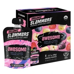 Slammers Organic Slammers Pureed Superfood Snack, Bananas, Apples, Blueberries, Strawberries, Beets, Acai &