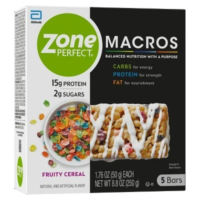 Zone Perfect Macros Fruity Cereal Nutrition Bars 5ct