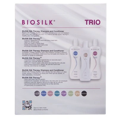 Biosilk Silk Therapy Trio  Shampoo, Conditioner & Leave In Treatment  21 fl oz