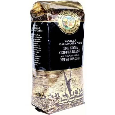Royal Kona Vanilla Macadamia Nut Medium Roast Ground Coffee  8oz
