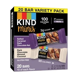KIND KIND Minis Salted Caramel Dark Chocolate + Dark Chocolate Almond Coconut 20ct