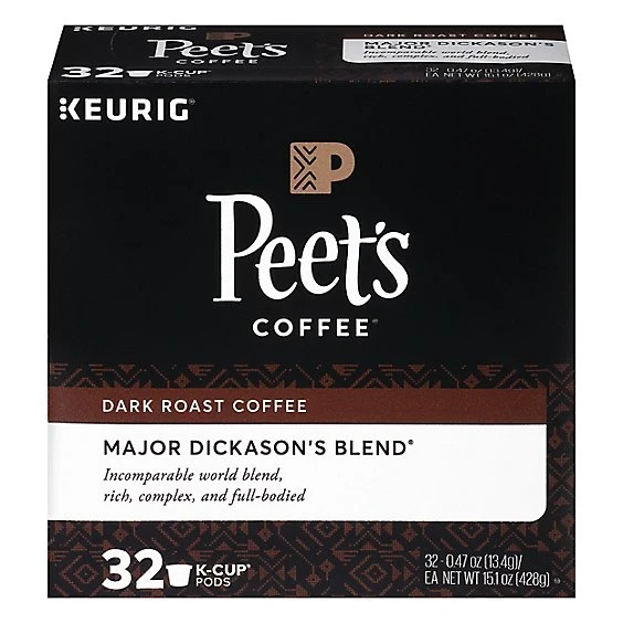 Peet's Major Dickason's Blend Dark Roast Keurig K Cups Pods 32ct