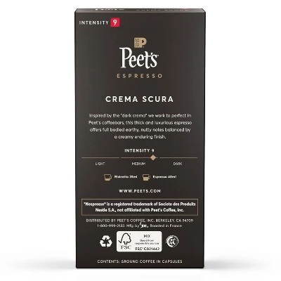 Peet's Espresso Crema Scura Dark Roast Aluminum Capsules  10ct/1.87oz