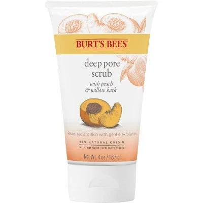 Burt's Bees Peach & Willow Bark Deep Pore Exfoliating Facial Scrub  4oz