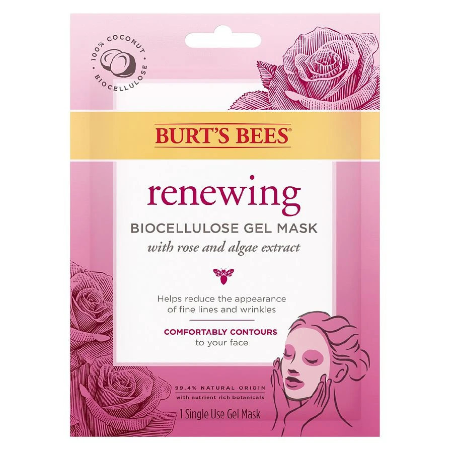 Burt's Bees Renewing Biocellulose Gel Mask With Rose & Algae Extract