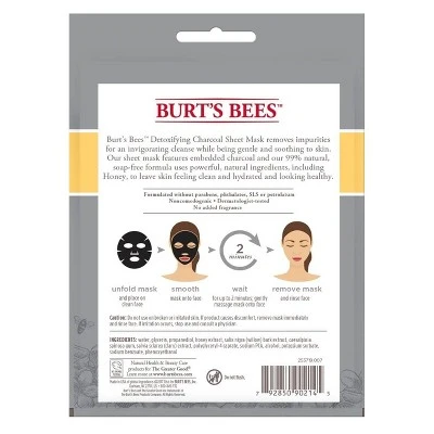 Burt's Bees Detoxifying Charcoal Sheet Face Mask  1ct  0.33oz