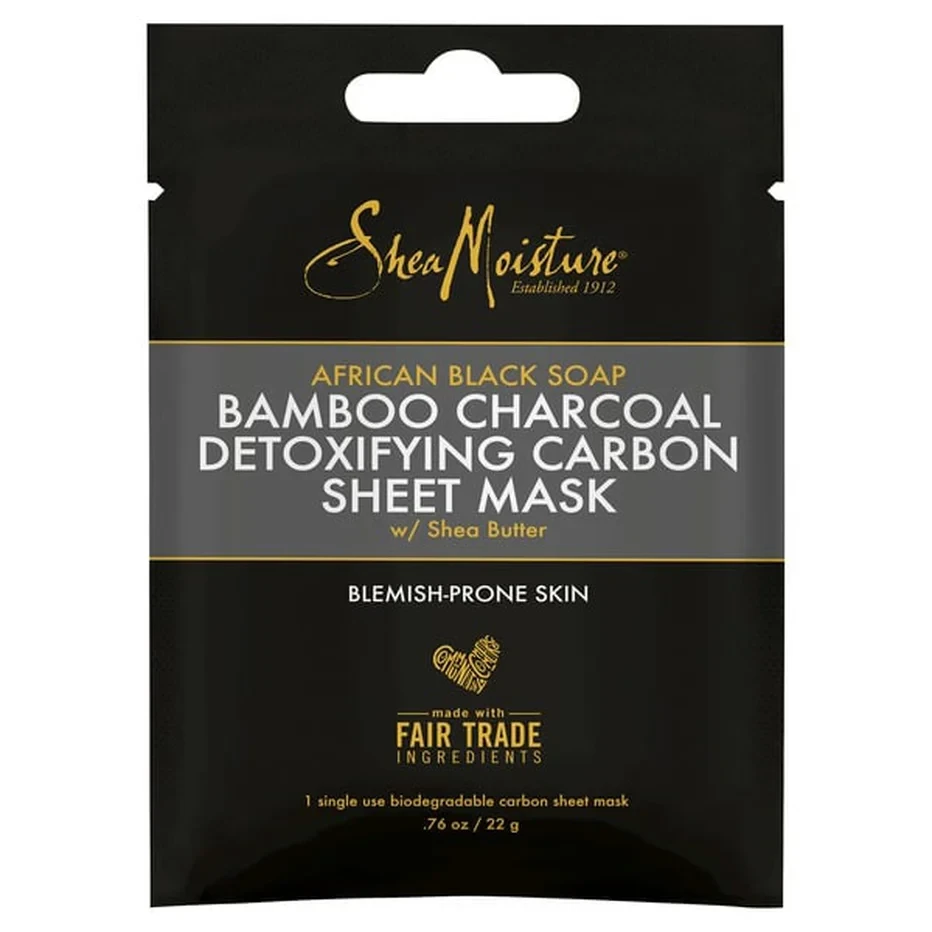 SheaMoisture African Black Soap Bamboo Charcoal Detoxifying Carbon Sheet Face Mask  0.76oz