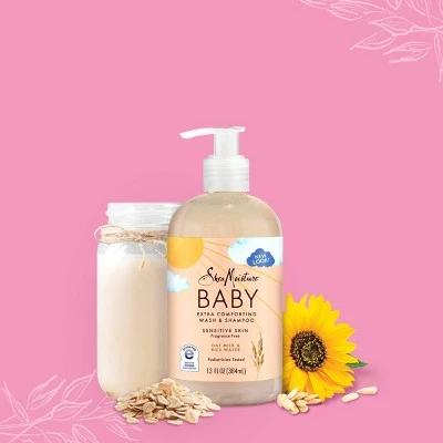 SheaMoisture Unscented Baby Wash & Shampoo with Oat Milk & Rice Water  13 fl oz