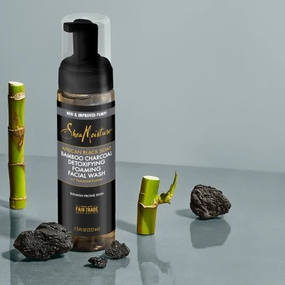 SheaMoisture African Black Soap Bamboo Charcoal Detoxifying Foaming Facial Wash  8oz