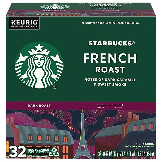 Starbucks French Roast Dark Roast Coffee  Keurig K Cup Pods  32ct