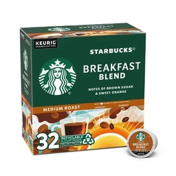 Starbucks Starbucks Breakfast Blend Medium Roast Coffee  Keurig K Cup Pods  32ct
