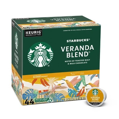 Starbucks Veranda Medium Roast Coffee  Keurig K Cup Pods  44ct