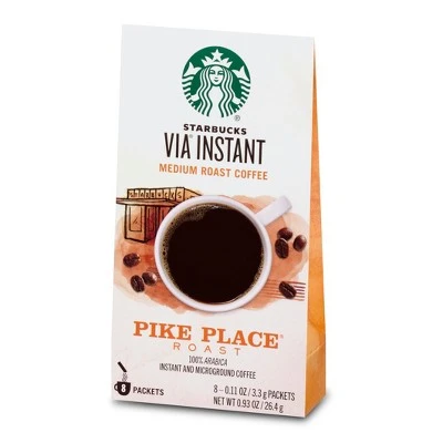 Starbucks VIA Instant Pike Place Roast Medium Roast Coffee  8ct