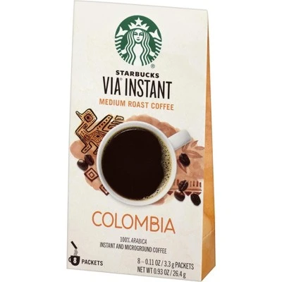 Starbucks VIA Instant Columbia Medium Roast Coffee  8ct