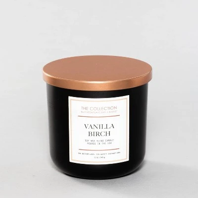12oz Lidded Black Jar Candle Vanilla Birch  The Collection By Chesapeake Bay Candle