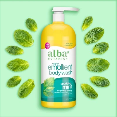 Alba Botanica Very Emollient Sparkling Mint Bath & Shower Gel 32oz