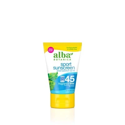 Alba Botanica Emollient Sunscreen Sport Lotion  SPF 45  4oz