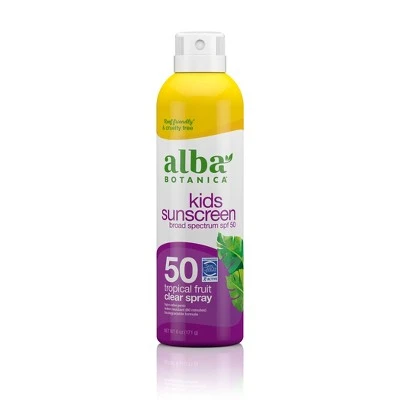 Alba Botanica Very Emollient Active Kids Clear Sunscreen Spray  SPF 50  6oz