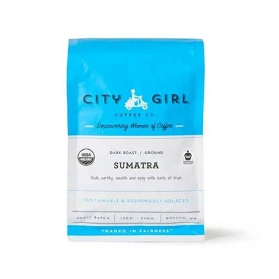 City Girl Coffee Organic Sumatra Adsenia Dark Roast Whole Bean Coffee  12oz