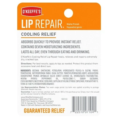 O'Keeffe's Lip Repair Cooling Twin Stick