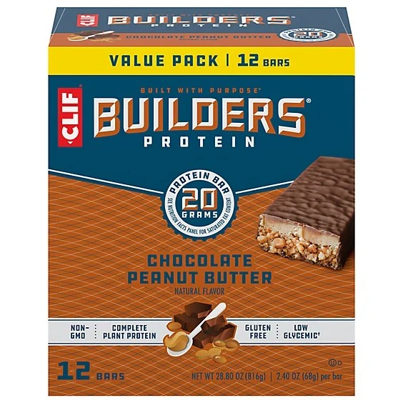 CLIF Builders Protein Bars Chocolate Peanut Butter 20g Protein 12ct