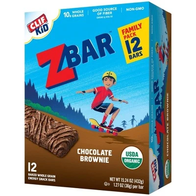 CLIF Kid ZBAR Organic Chocolate Brownie Snack Bars 12ct