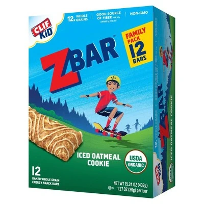 CLIF Kid ZBAR Organic Iced Oatmeal Cookie Snack Bars  12ct/15.24oz