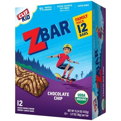 CLIF Kid ZBAR Organic Chocolate Chip Energy Bars 12ct
