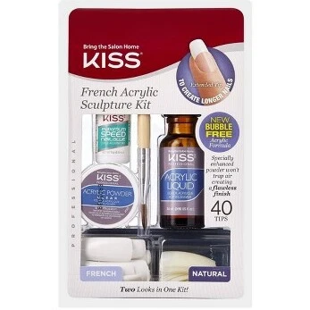Kiss Bring the Salon Home French Acrylic Nail Kit Natural