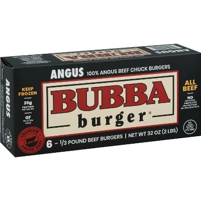 Bubba Burger Angus Beef Chuck Patties Frozen 2lbs/6ct