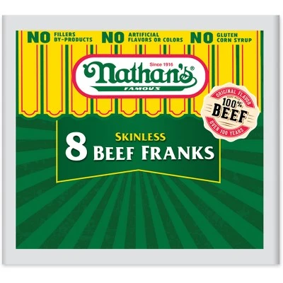 Nathan's Famous Skinless Beef Franks 12oz/8ct