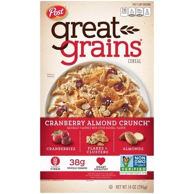 Great Grains Cranberry Almond Crunch Breakfast Cereal 14oz Post