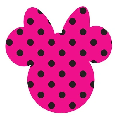 Disney Minnie Ears Large, Pink with black dots, Adhesive Printed Burlap, Pack of 6